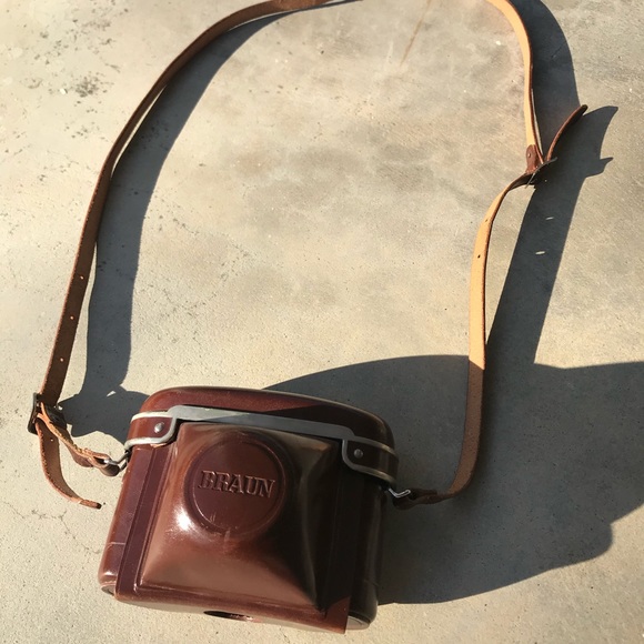 Braun Handbags - Brown leather vintage Braun camera bag
